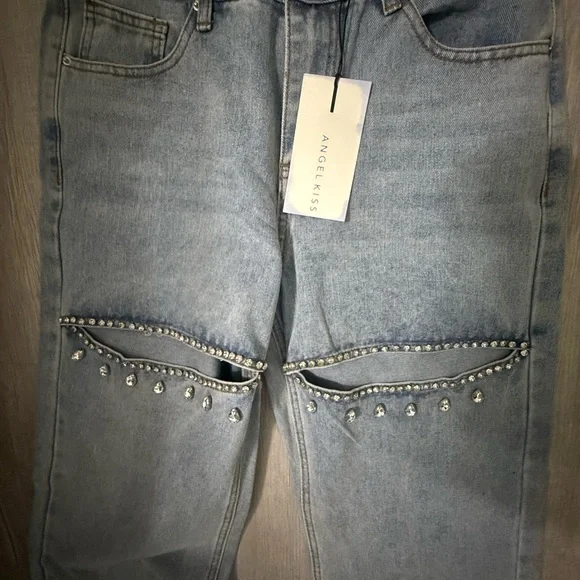 Angel Kiss jeans - embellished, Light Blue Embellished Women Jeans NWT - Picture 3 of 10